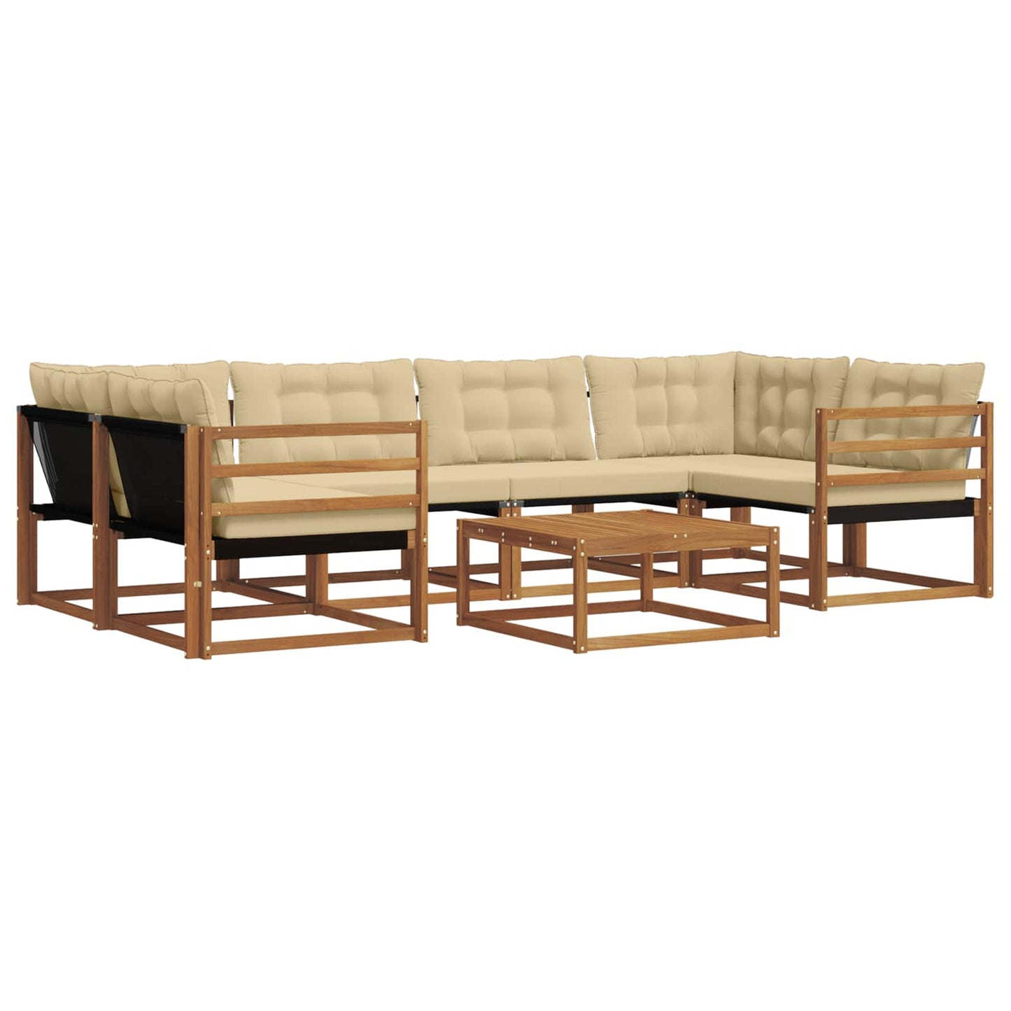 Set di divani da esterno con cuscino 7 pcs Naturale e Beige | homemem39