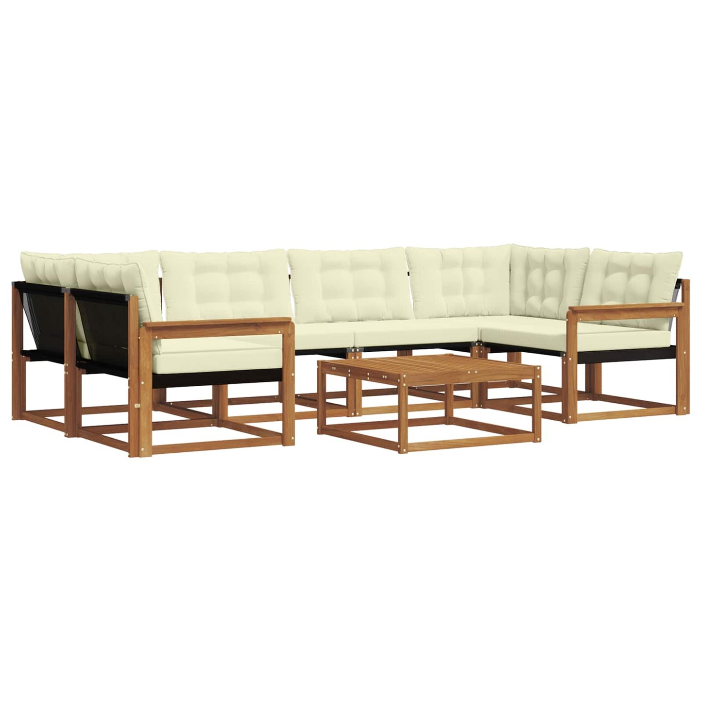 Set di divani da esterno con cuscino 7 pcs Naturale e Crema | homemem39