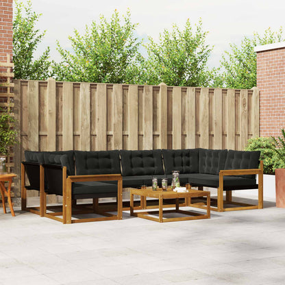 Set di divani da esterno con cuscino 7 pcs Naturale e Nero