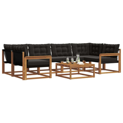 Set di divani da esterno con cuscino 7 pcs Naturale e Nero | homemem39