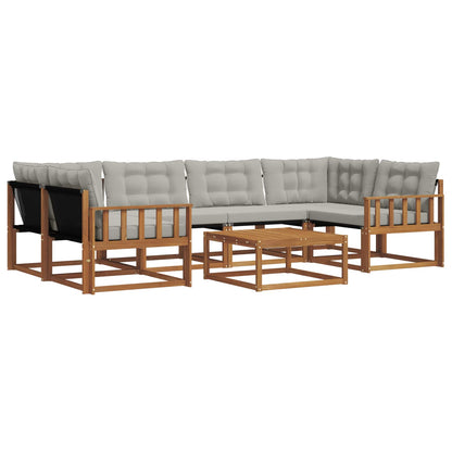 Set di divani da esterno 7 pcs Grigio Naturale e Chiaro