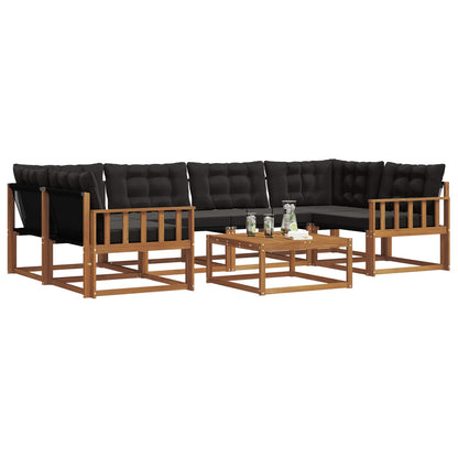 Set di divani da esterno con cuscino 7 pcs Naturale e Nero | homemem39