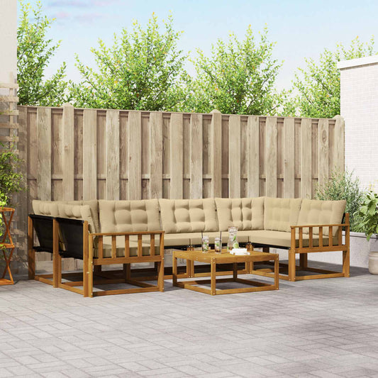 Set di divani da esterno con cuscino 7 pcs Naturale e Beige | homemem39