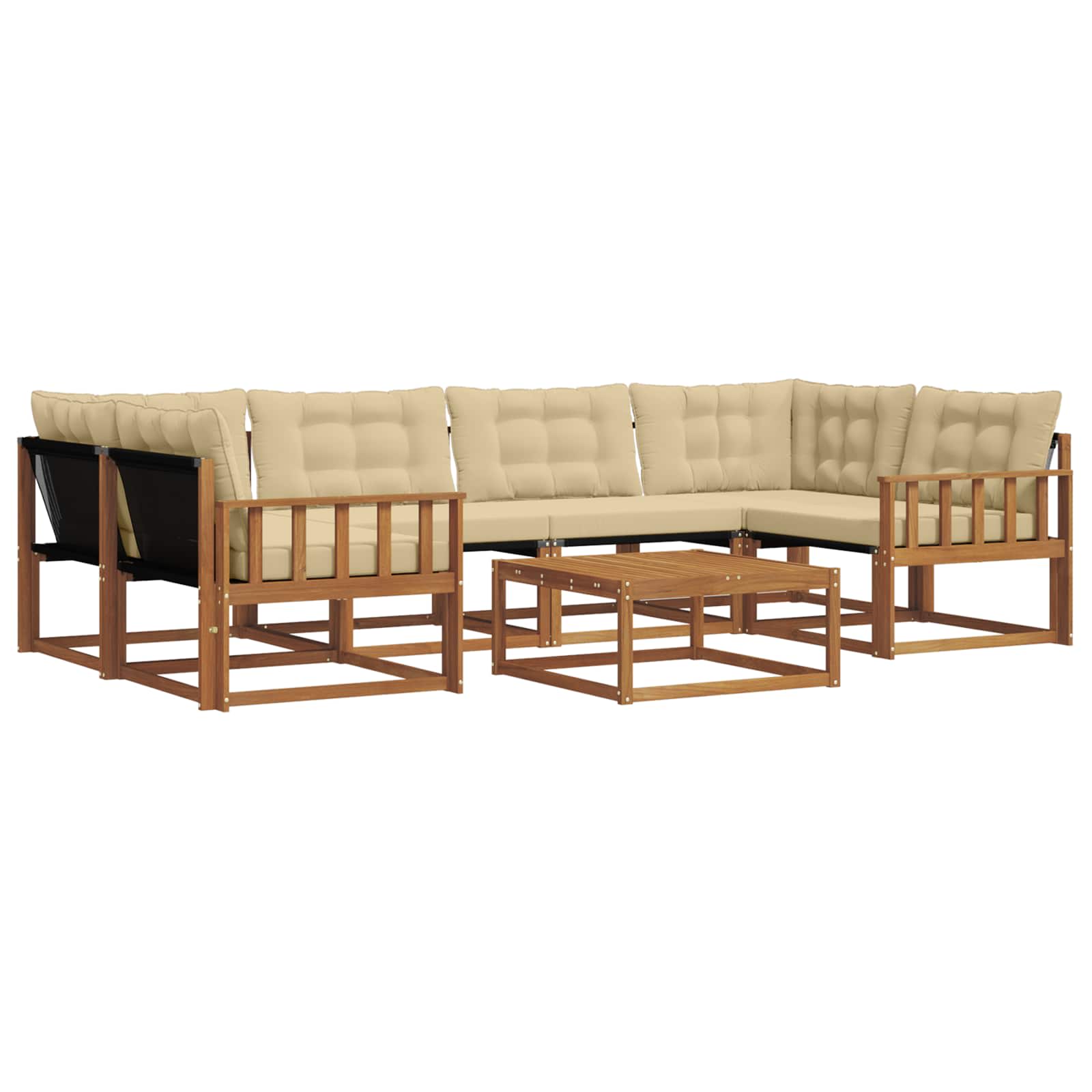 Set di divani da esterno con cuscino 7 pcs Naturale e Beige | homemem39