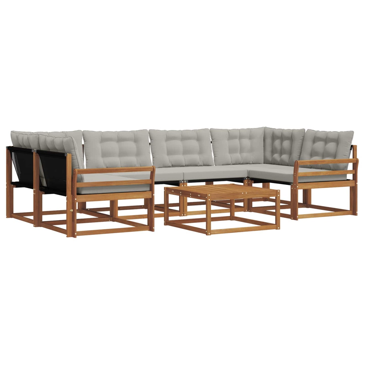 Set di divani da esterno 7 pcs Grigio Naturale e Chiaro | homemem39