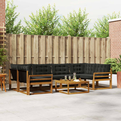 Set di divani da esterno con cuscino 7 pcs Naturale e Nero | homemem39