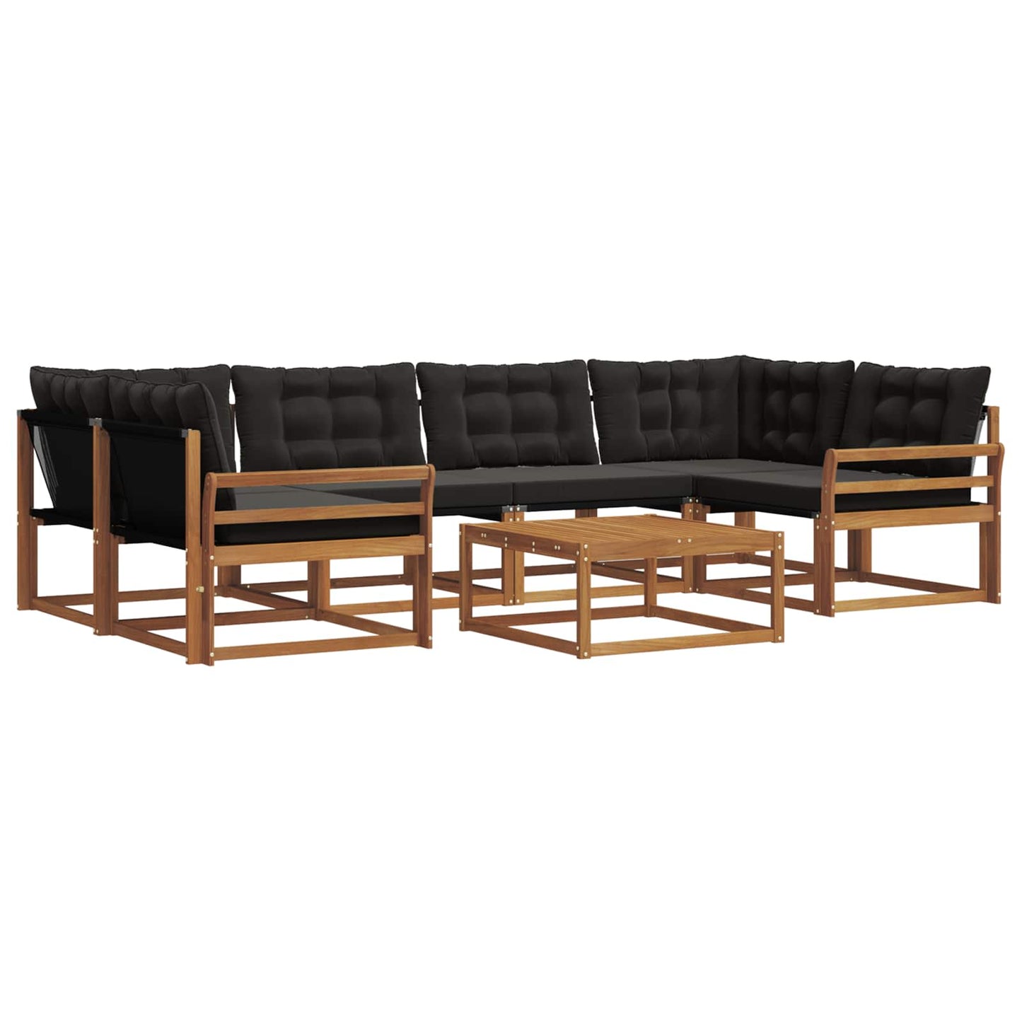 Set di divani da esterno con cuscino 7 pcs Naturale e Nero | homemem39