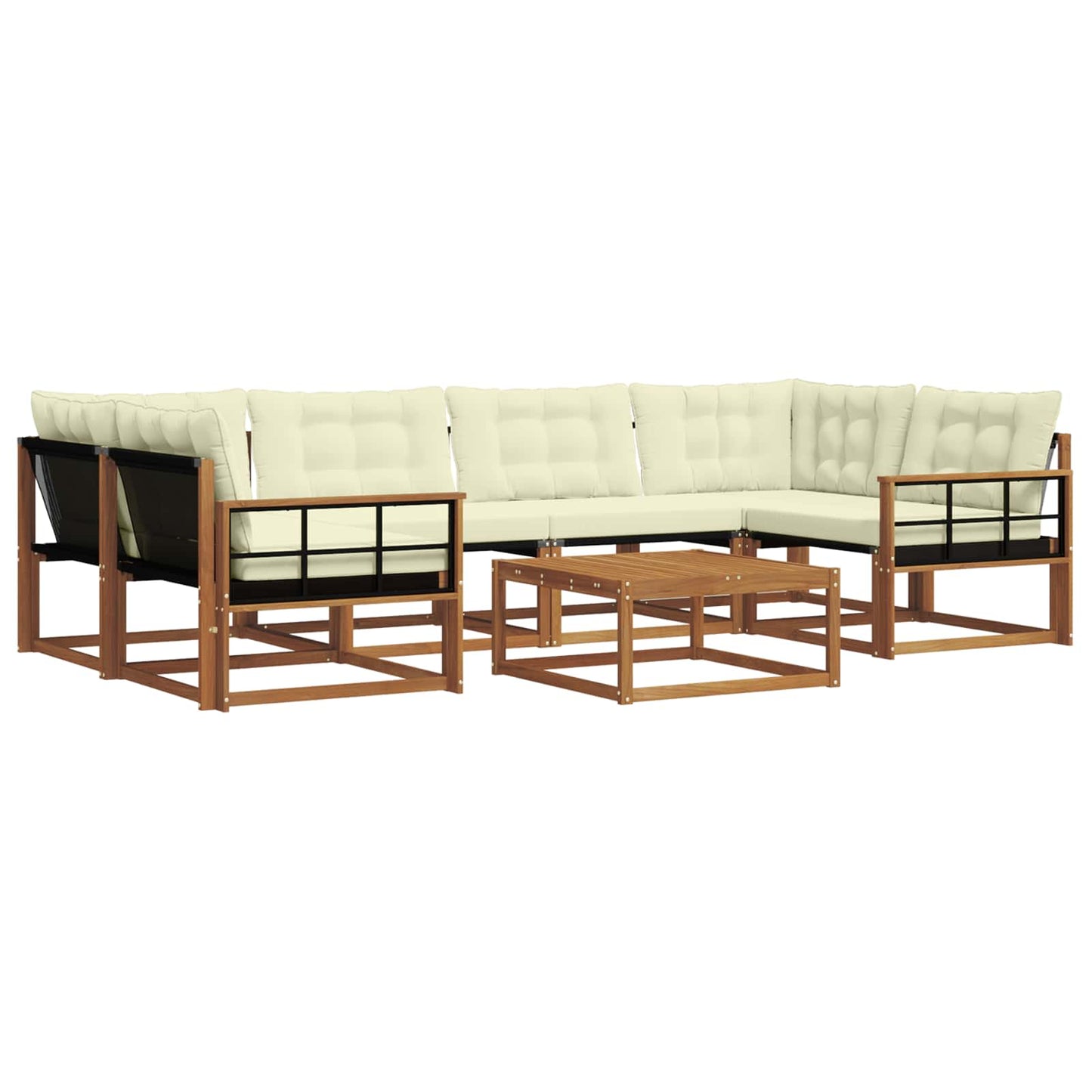 Set di divani da esterno con cuscino 7 pcs Naturale e Crema | homemem39