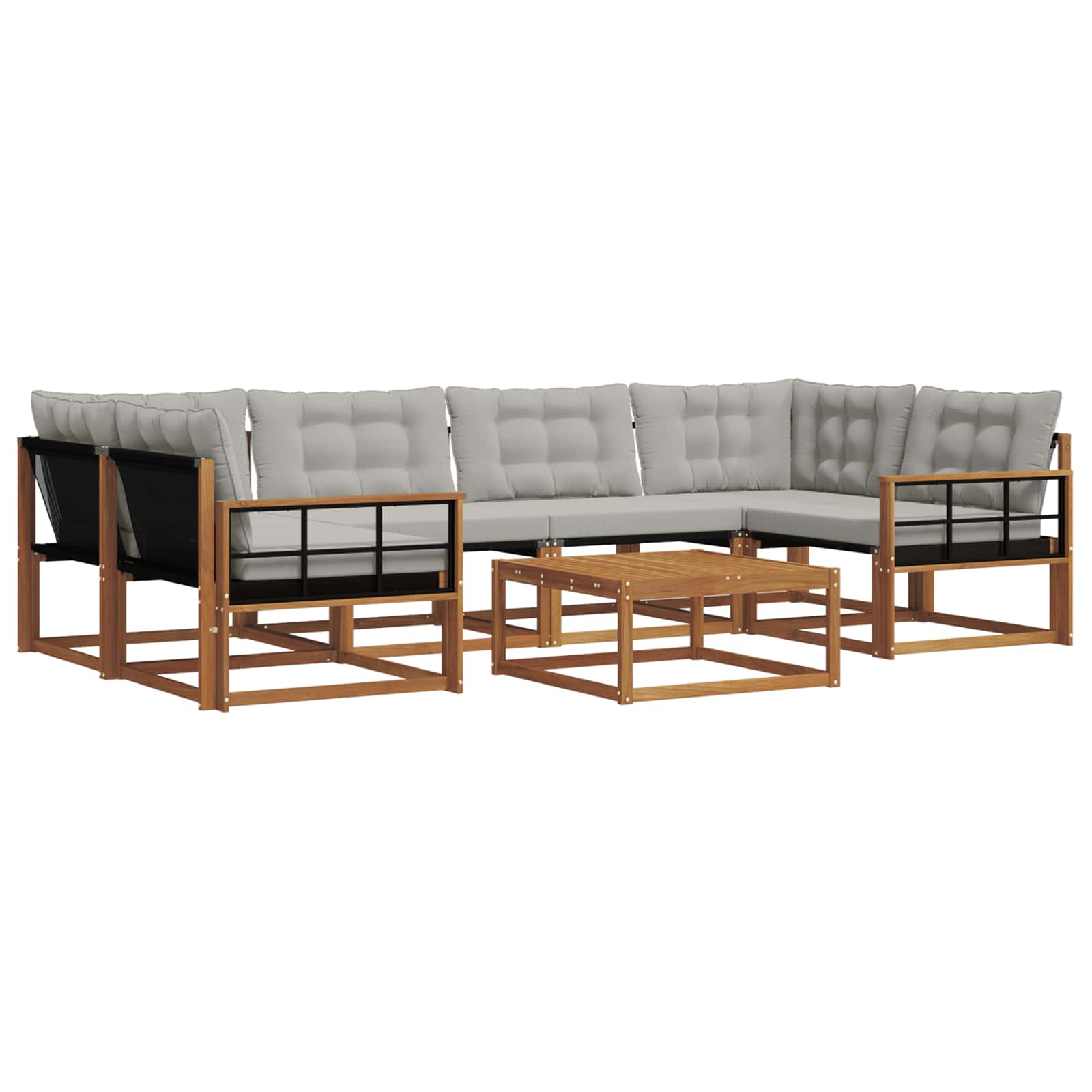 Set di divani da esterno 7 pcs Grigio Naturale e Chiaro | homemem39