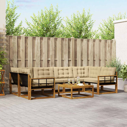 Set di divani da esterno con cuscino 7 pcs Naturale e Beige | homemem39