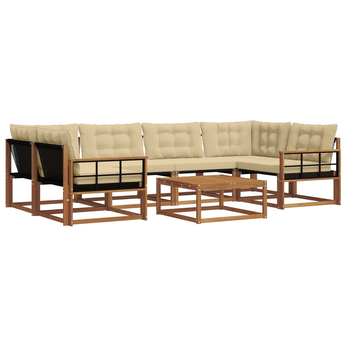 Set di divani da esterno con cuscino 7 pcs Naturale e Beige | homemem39