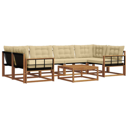 Set di divani da esterno con cuscino 7 pcs Naturale e Beige | homemem39