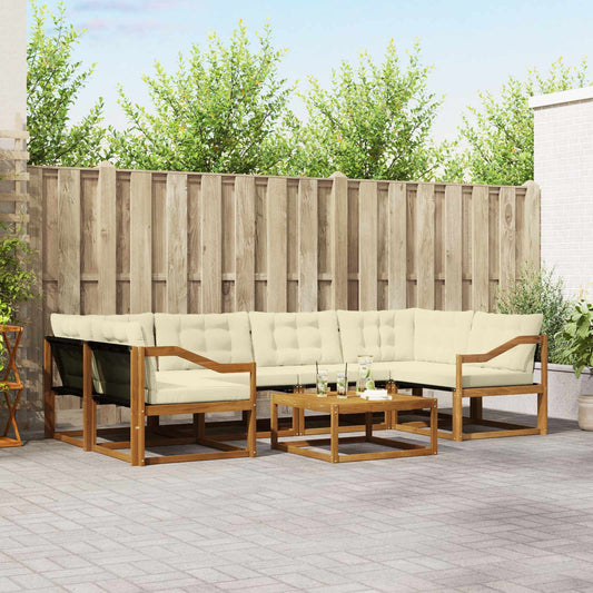 Set di divani da esterno con cuscino 7 pcs Naturale e Crema | homemem39