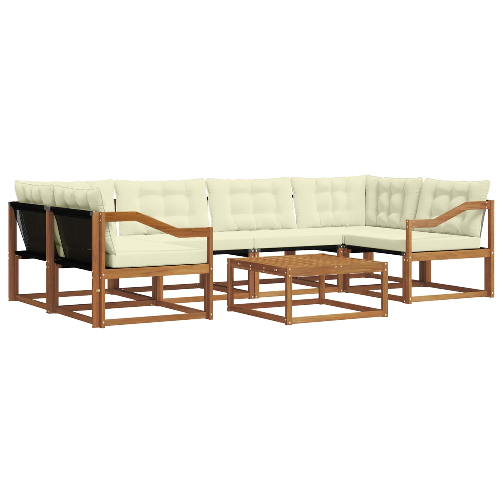 Set di divani da esterno con cuscino 7 pcs Naturale e Crema | homemem39
