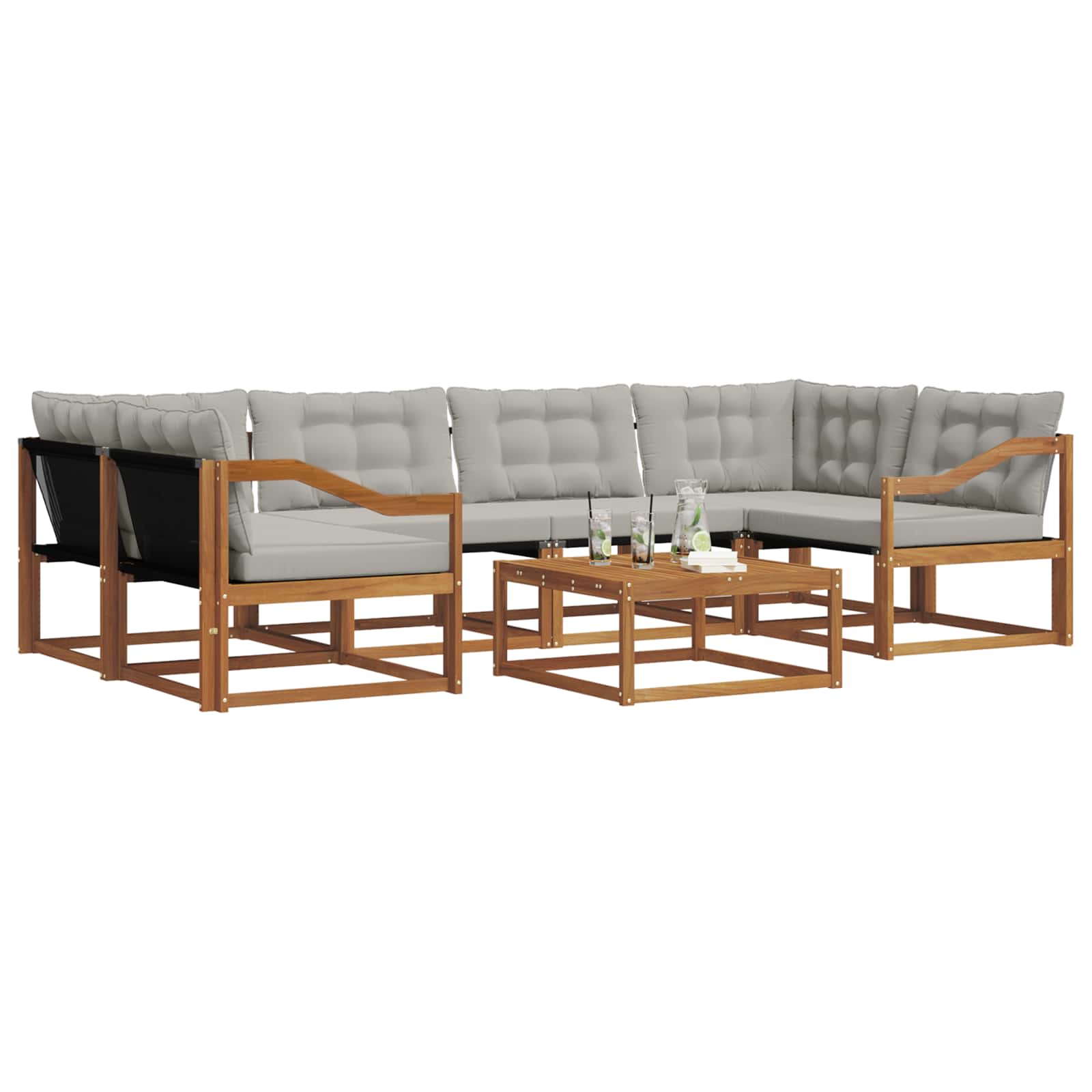 Set di divani da esterno 7 pcs Grigio Naturale e Chiaro | homemem39