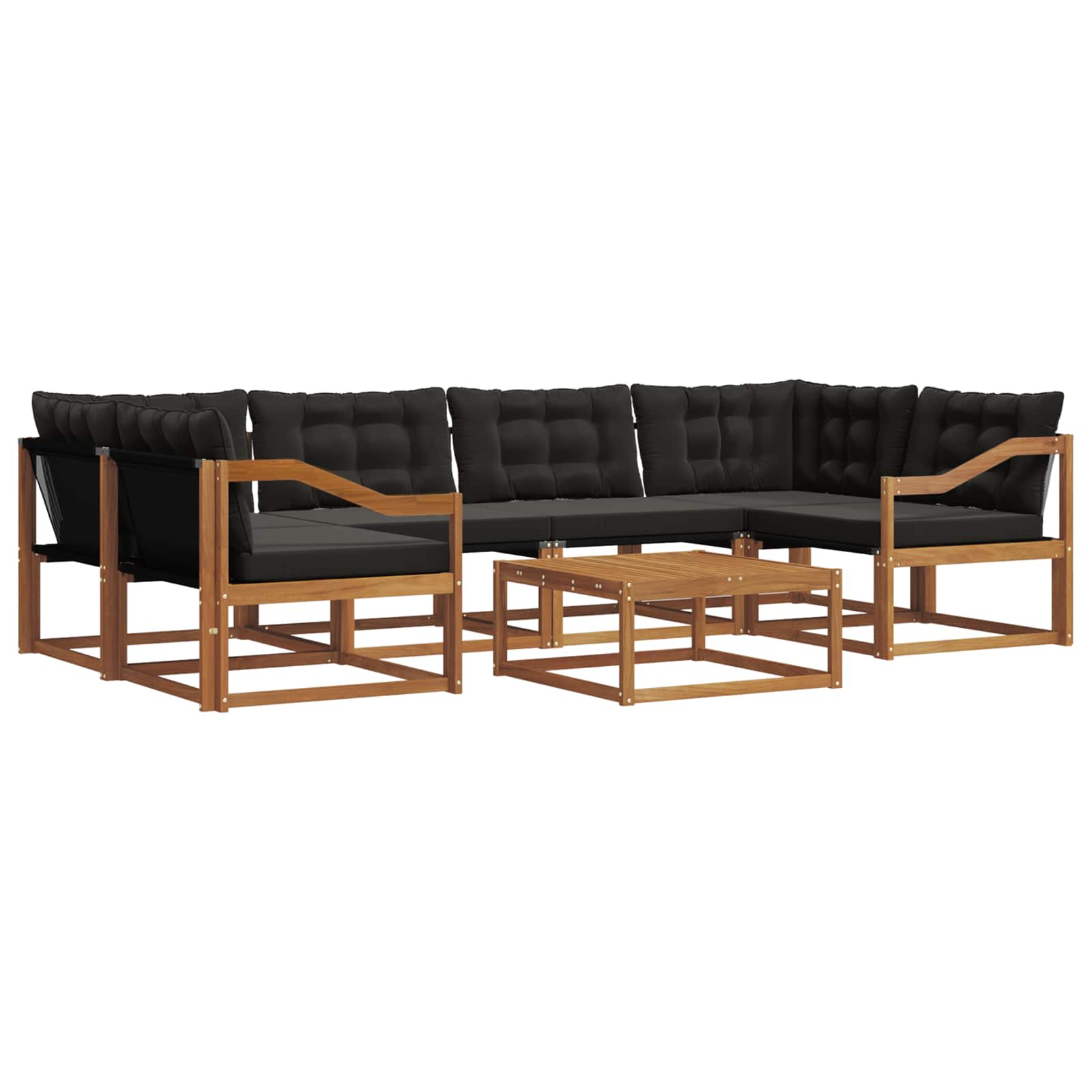 Set di divani da esterno con cuscino 7 pcs Naturale e Nero | homemem39