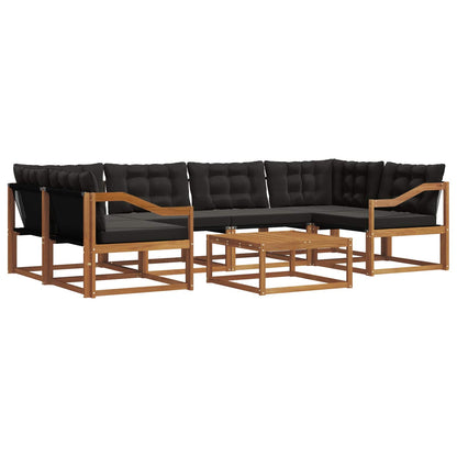 Set di divani da esterno con cuscino 7 pcs Naturale e Nero | homemem39