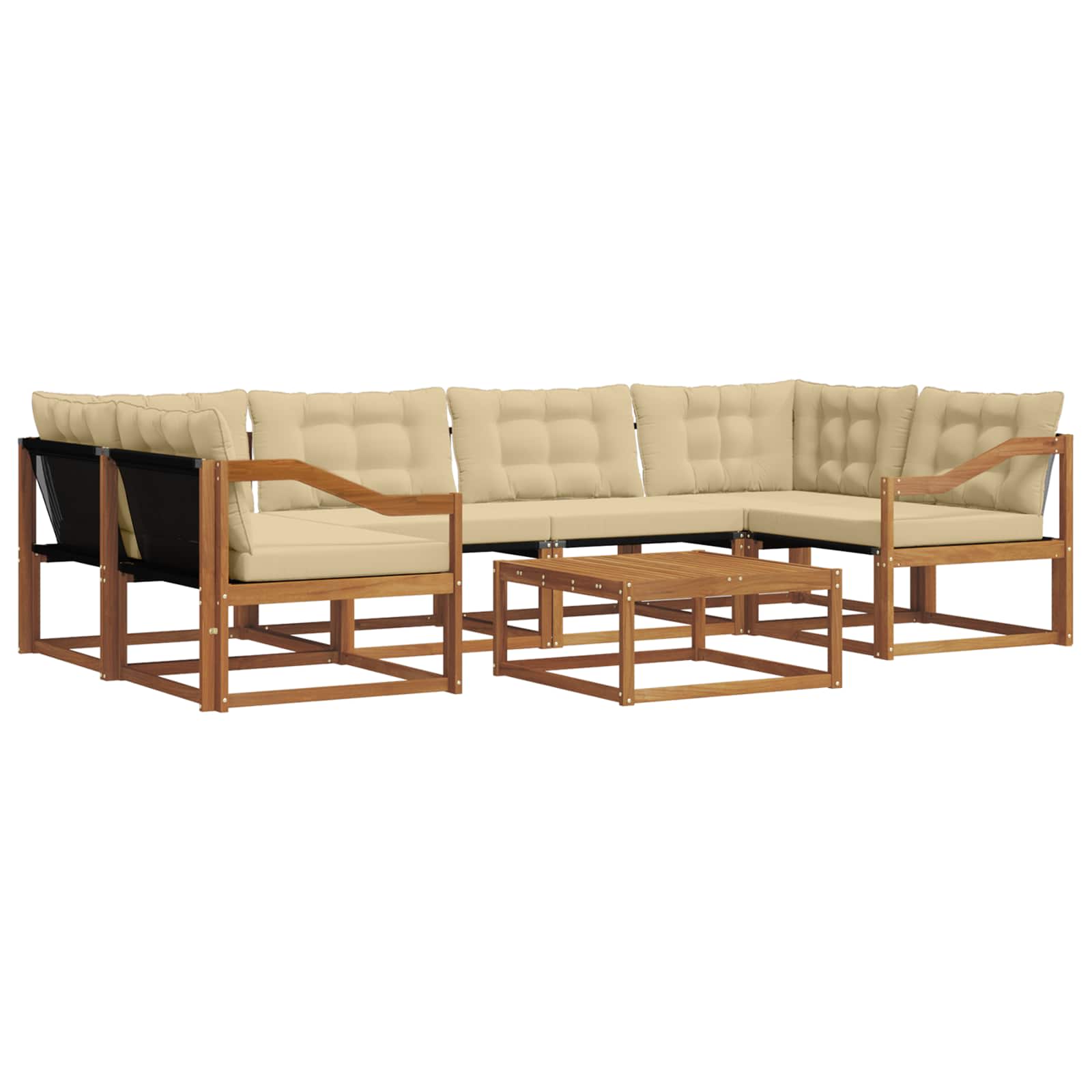 Set di divani da esterno con cuscino 7 pcs Naturale e Beige | homemem39