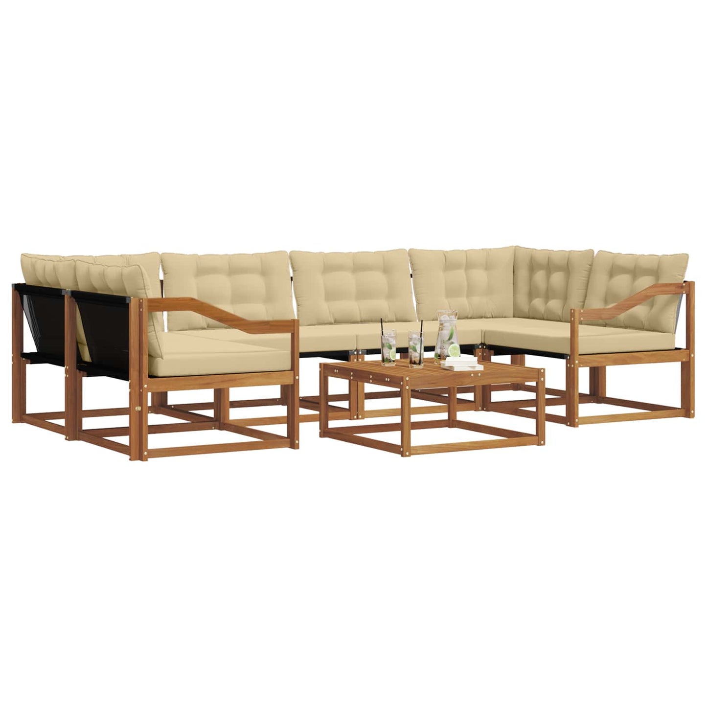 Set di divani da esterno con cuscino 7 pcs Naturale e Beige | homemem39