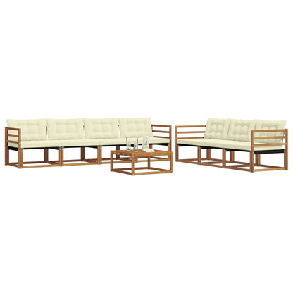 Set di divani da esterno con cuscino 8 pcs Naturale e Crema