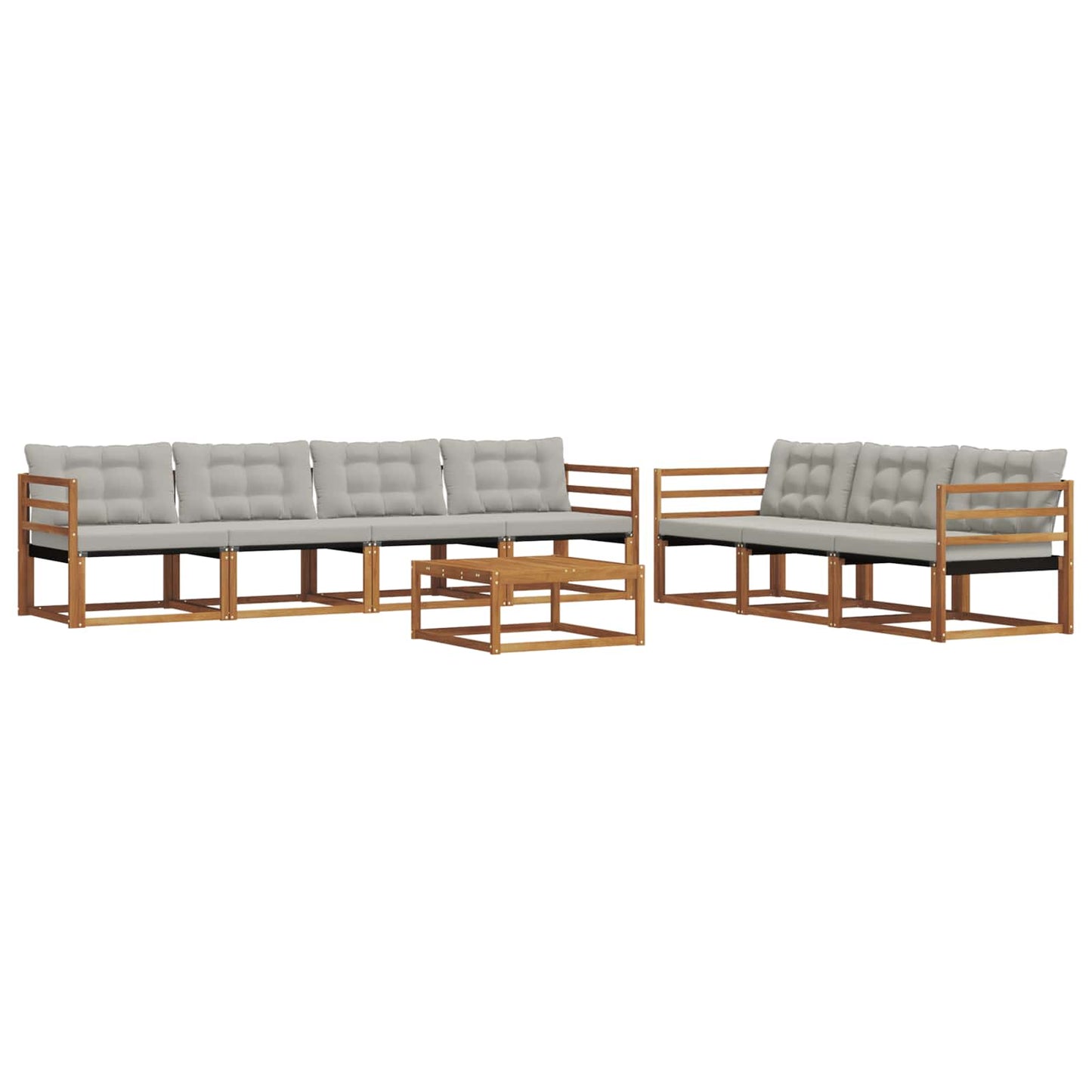 Set di divani da esterno 8 pcs Grigio Naturale e Chiaro