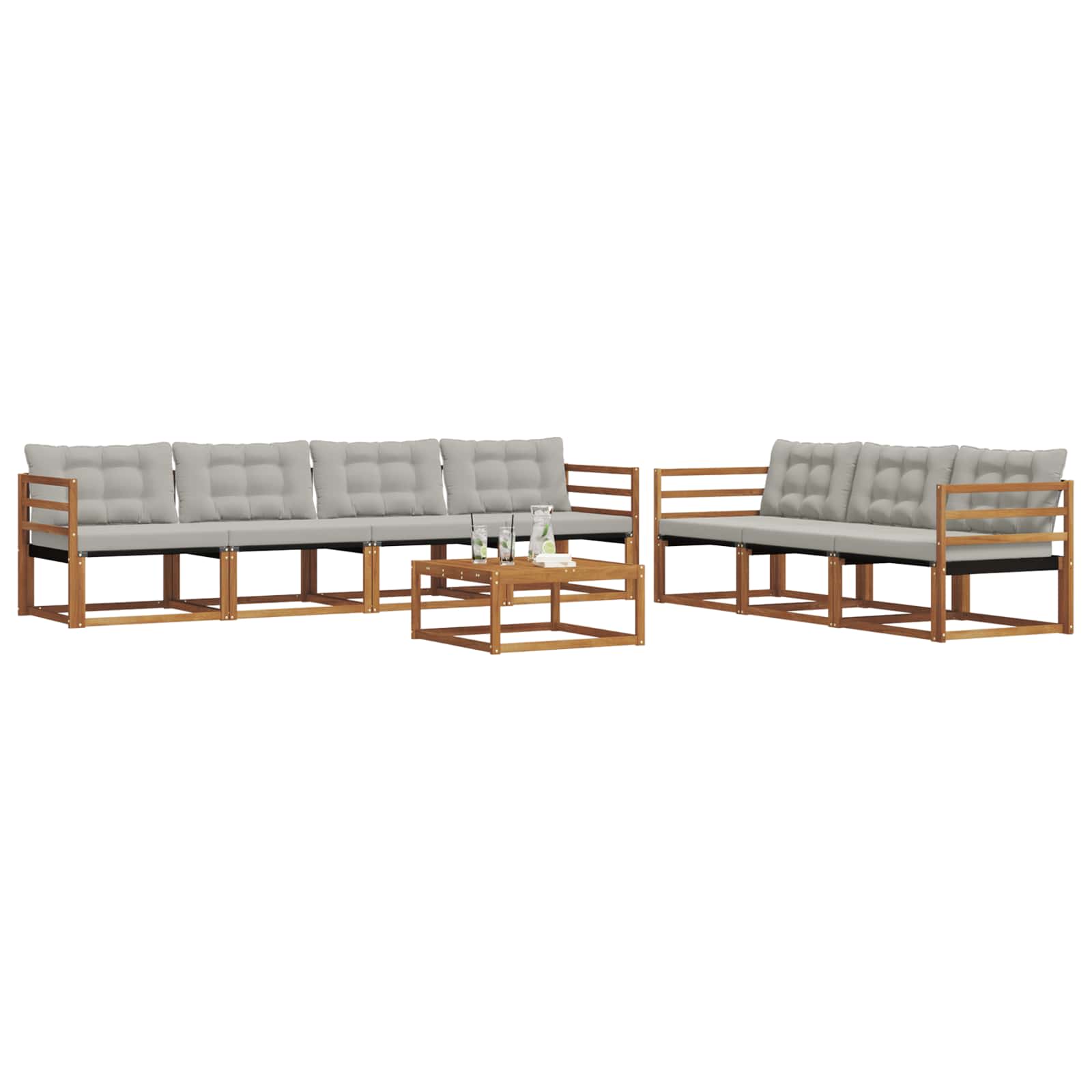 Set di divani da esterno 8 pcs Grigio Naturale e Chiaro | homemem39