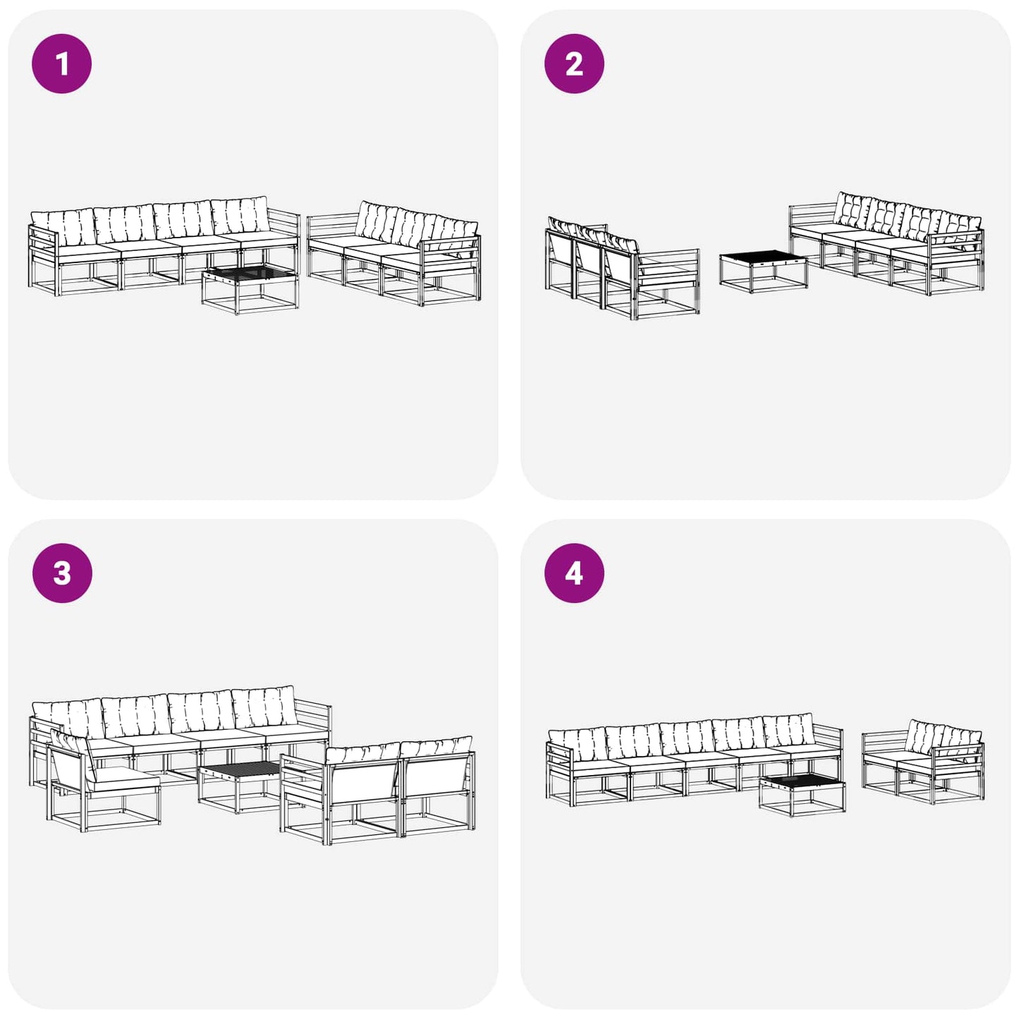 Set di divani da esterno 8 pcs Grigio Naturale e Chiaro