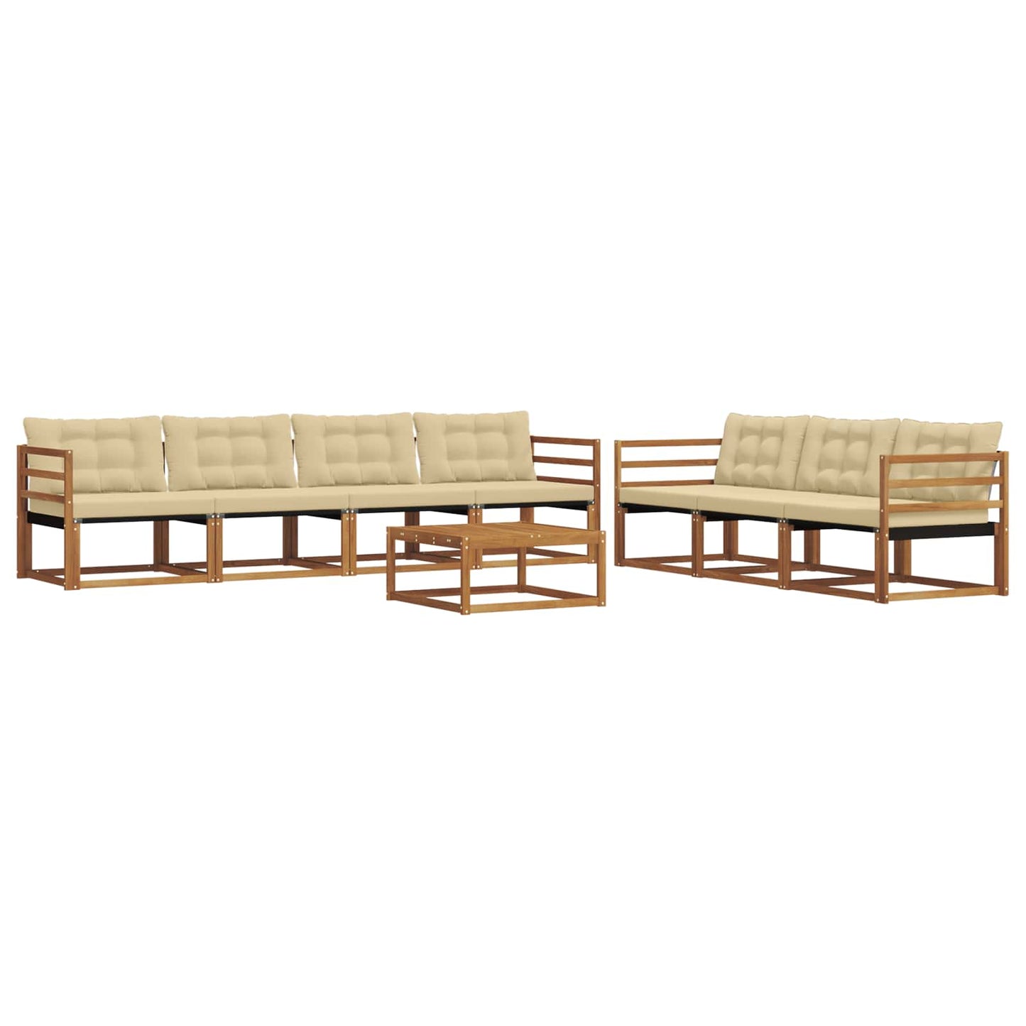 Set di divani da esterno con cuscino 8 pcs Naturale e Beige | homemem39