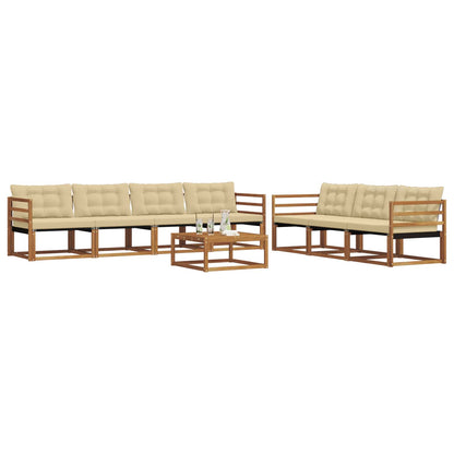 Set di divani da esterno con cuscino 8 pcs Naturale e Beige