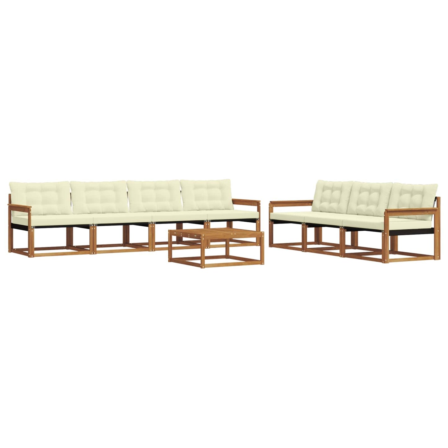 Set di divani da esterno con cuscino 8 pcs Naturale e Crema | homemem39