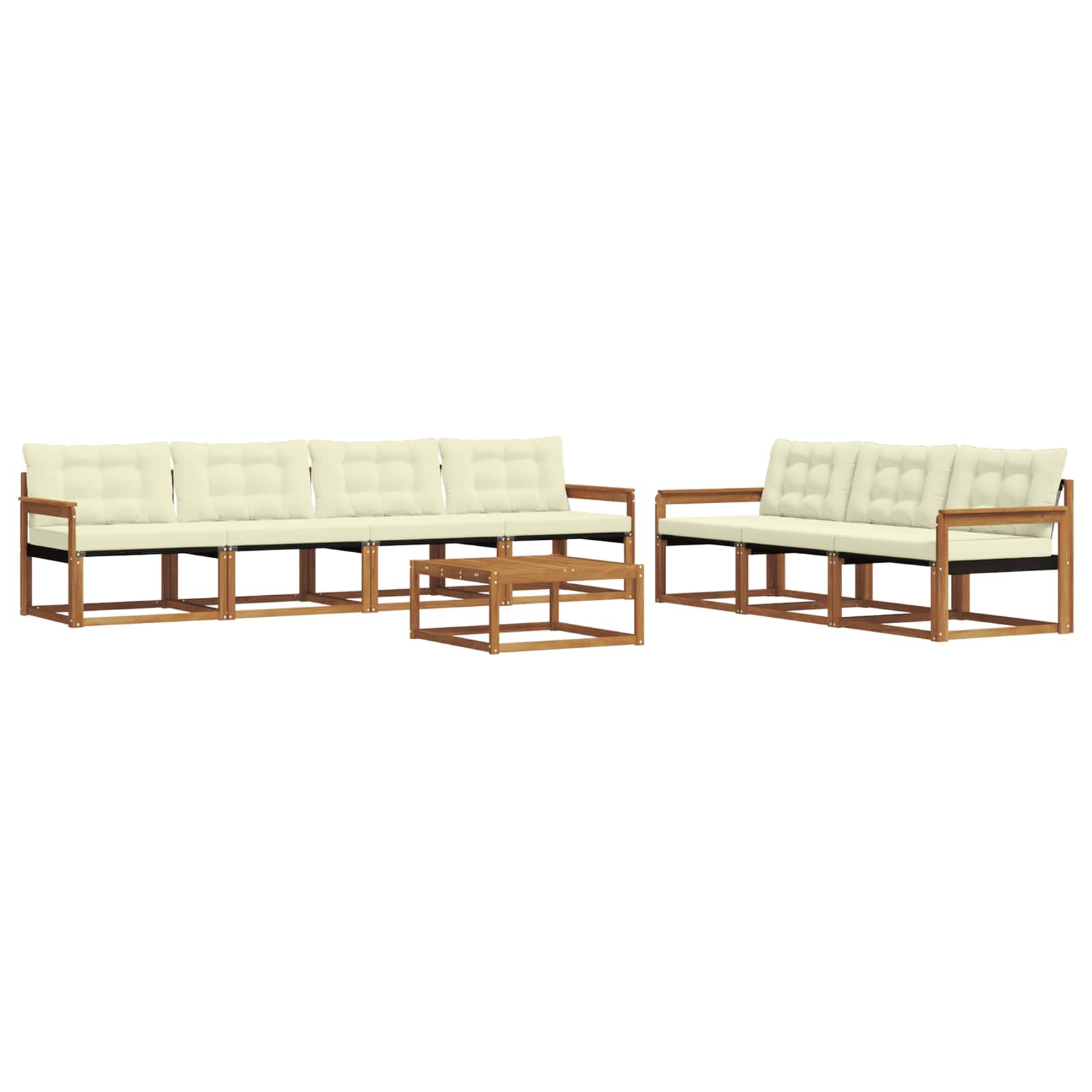 Set di divani da esterno con cuscino 8 pcs Naturale e Crema | homemem39