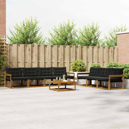 Set di divani da esterno con cuscino 8 pcs Naturale e Nero