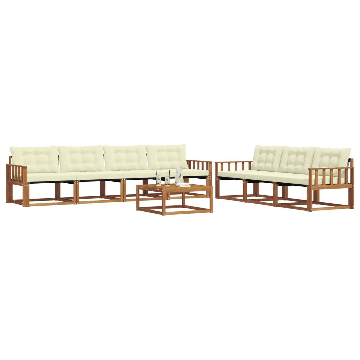 Set di divani da esterno con cuscino 8 pcs Naturale e Crema