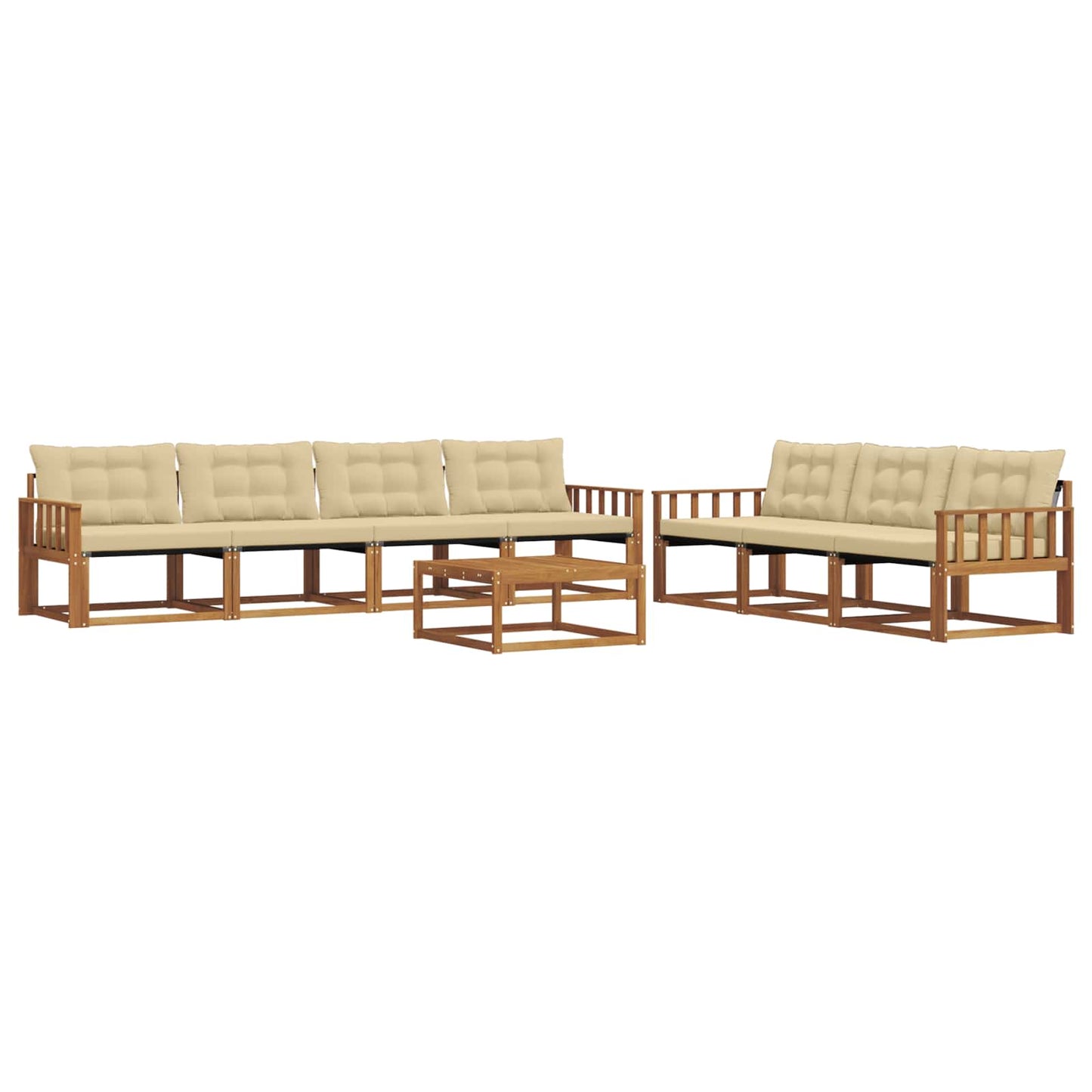 Set di divani da esterno con cuscino 8 pcs Naturale e Beige | homemem39