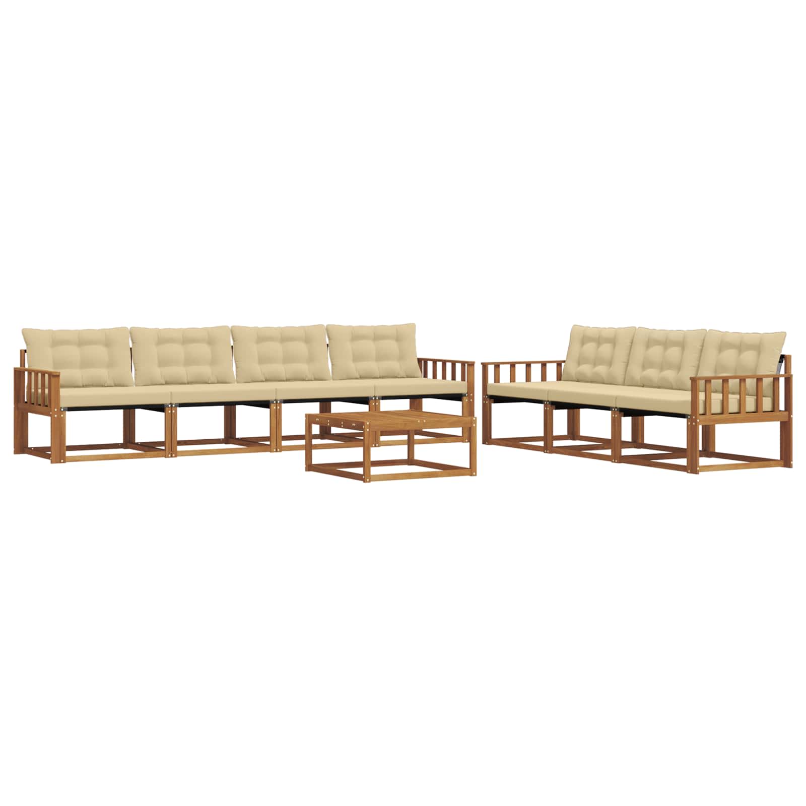 Set di divani da esterno con cuscino 8 pcs Naturale e Beige | homemem39