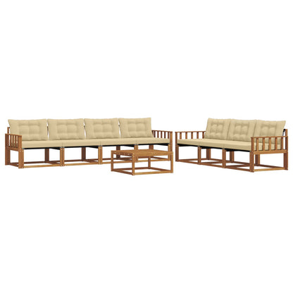 Set di divani da esterno con cuscino 8 pcs Naturale e Beige | homemem39