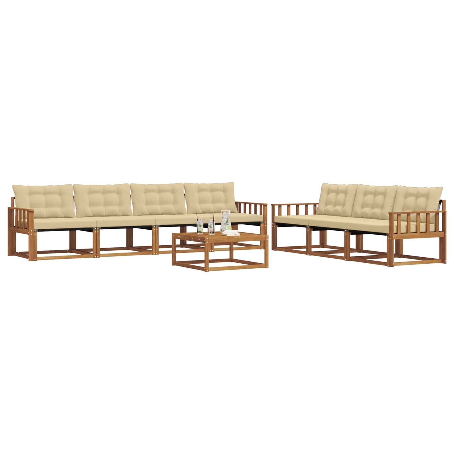 Set di divani da esterno con cuscino 8 pcs Naturale e Beige | homemem39