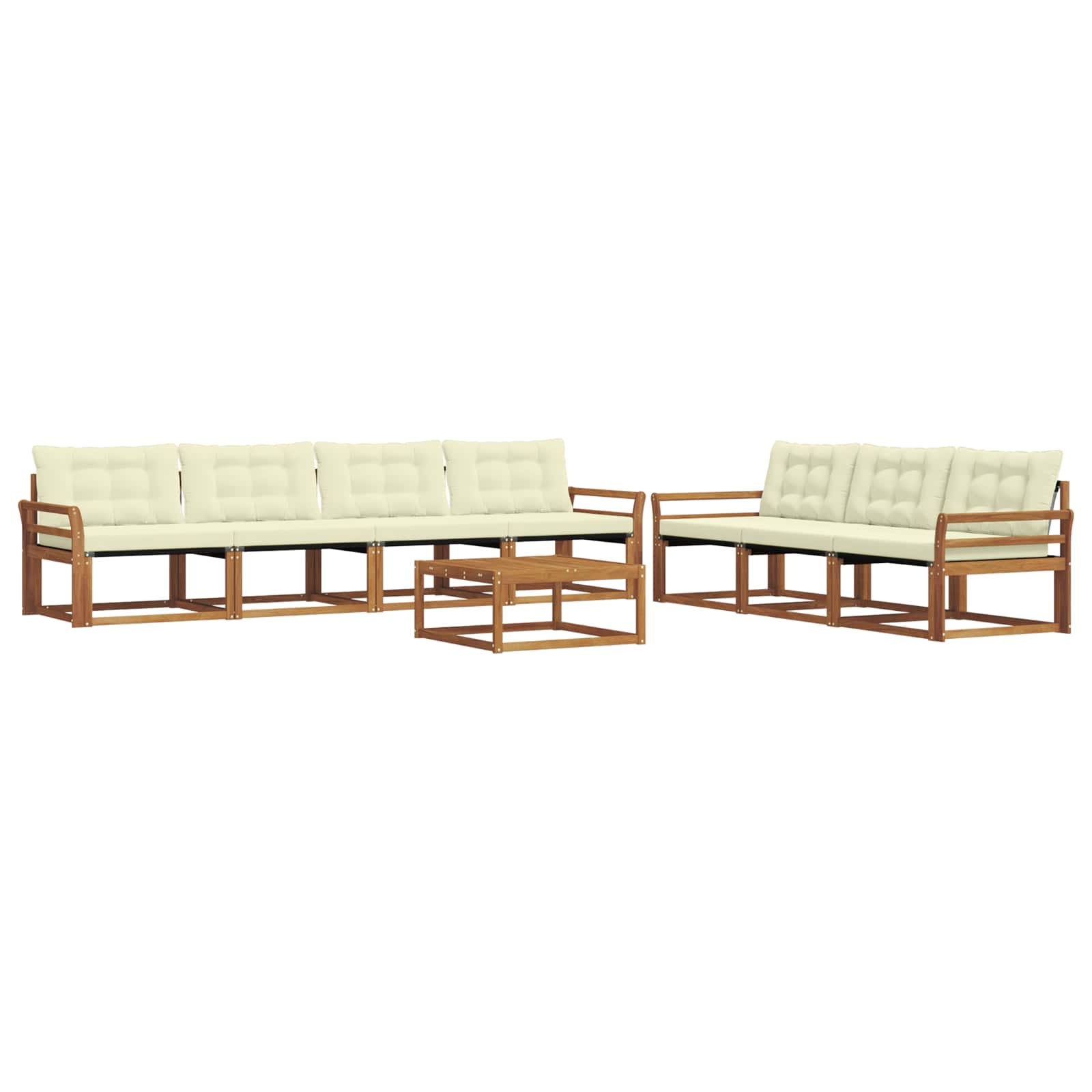 Set di divani da esterno con cuscino 8 pcs Naturale e Crema | homemem39