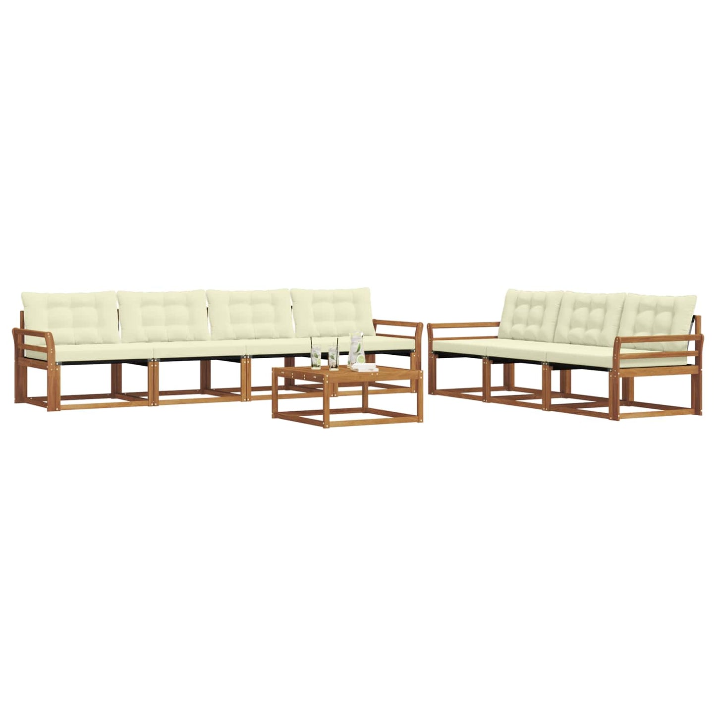 Set di divani da esterno con cuscino 8 pcs Naturale e Crema | homemem39