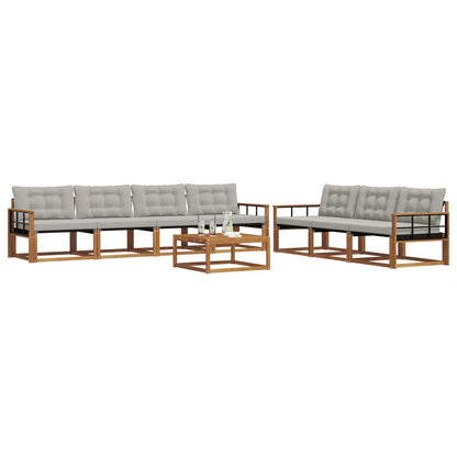 Set di divani da esterno 8 pcs Grigio Naturale e Chiaro | homemem39