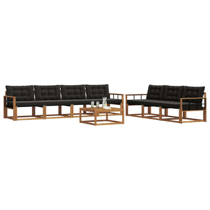 Set di divani da esterno con cuscino 8 pcs Naturale e Nero