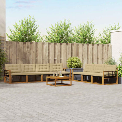Set di divani da esterno con cuscino 8 pcs Naturale e Beige