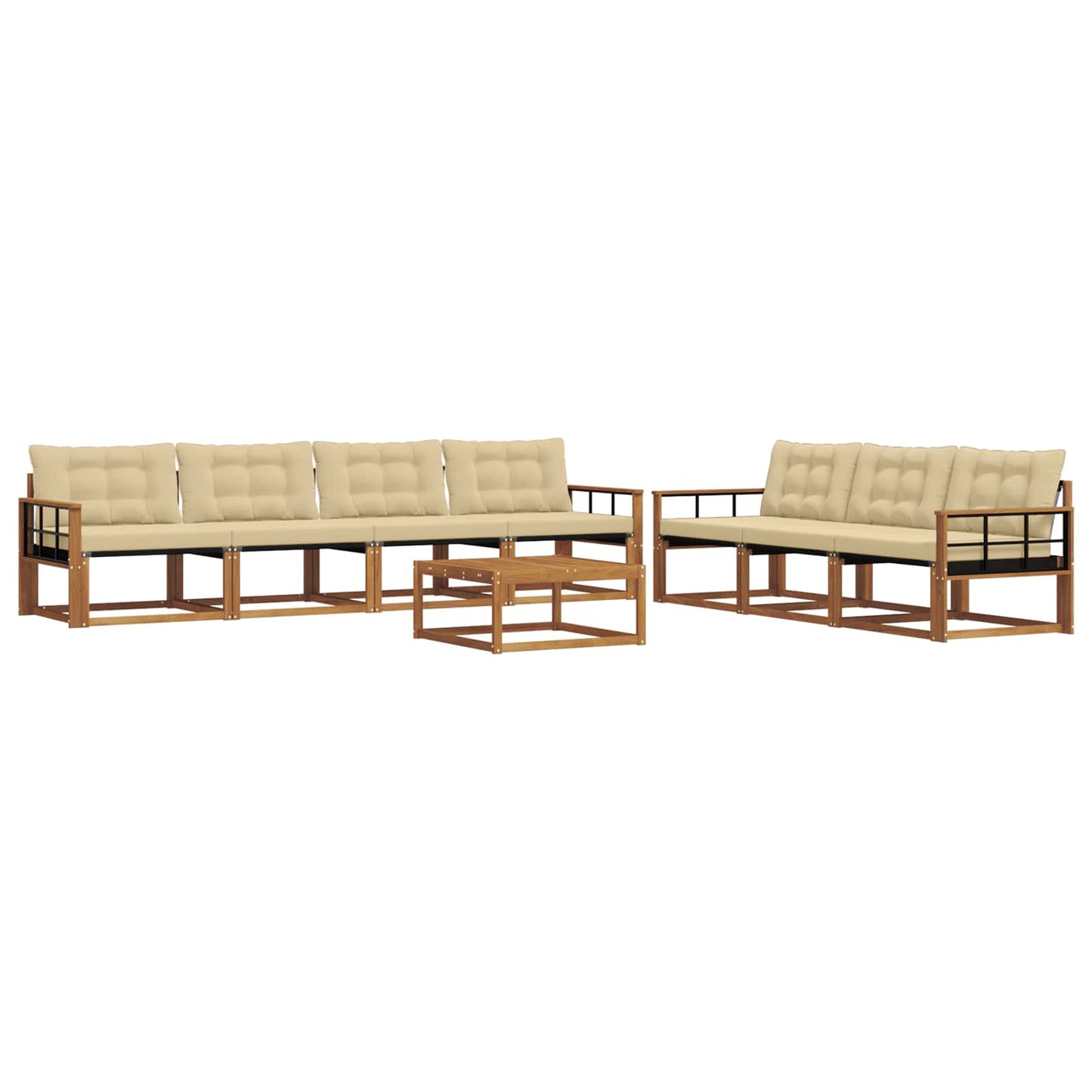 Set di divani da esterno con cuscino 8 pcs Naturale e Beige | homemem39