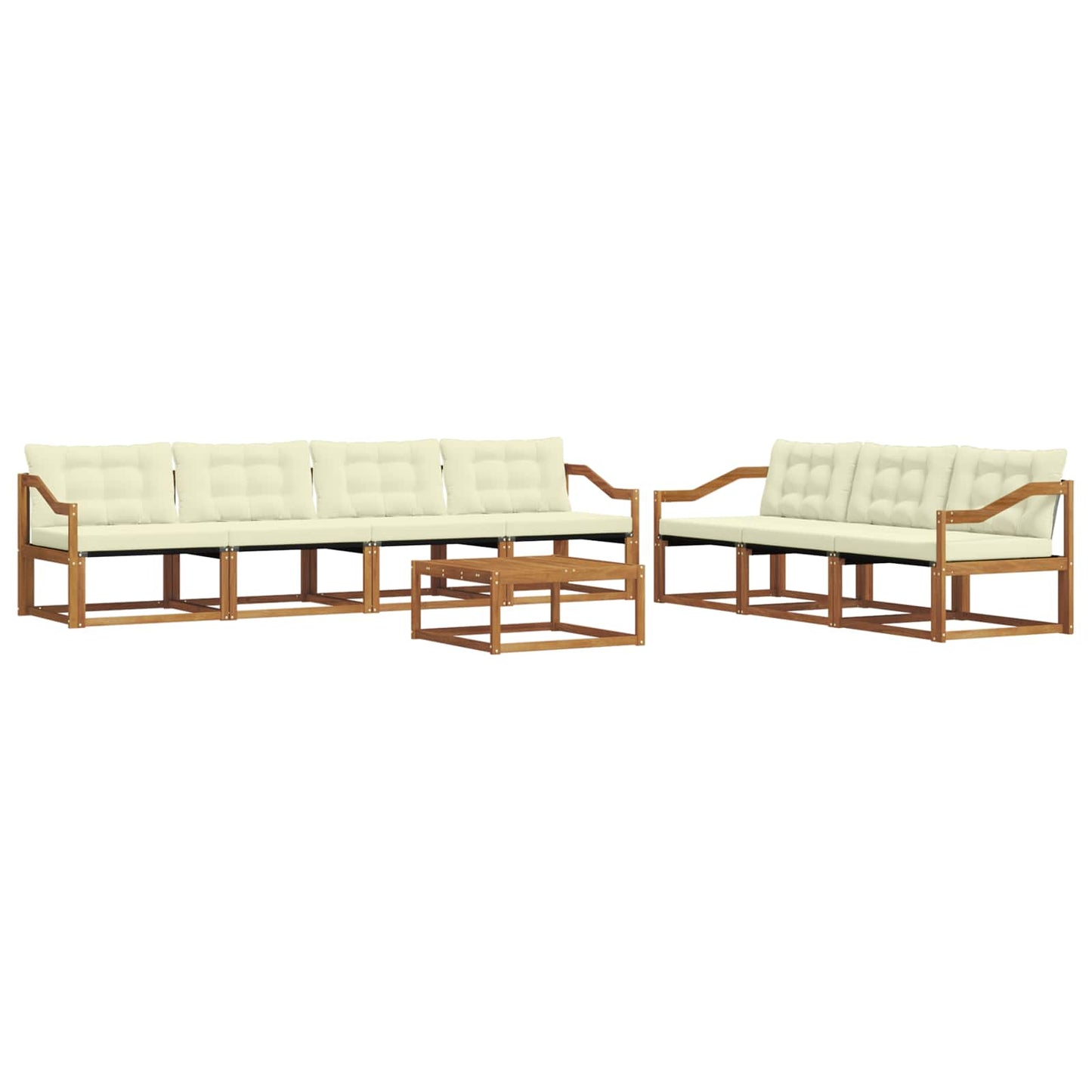 Set di divani da esterno con cuscino 8 pcs Naturale e Crema