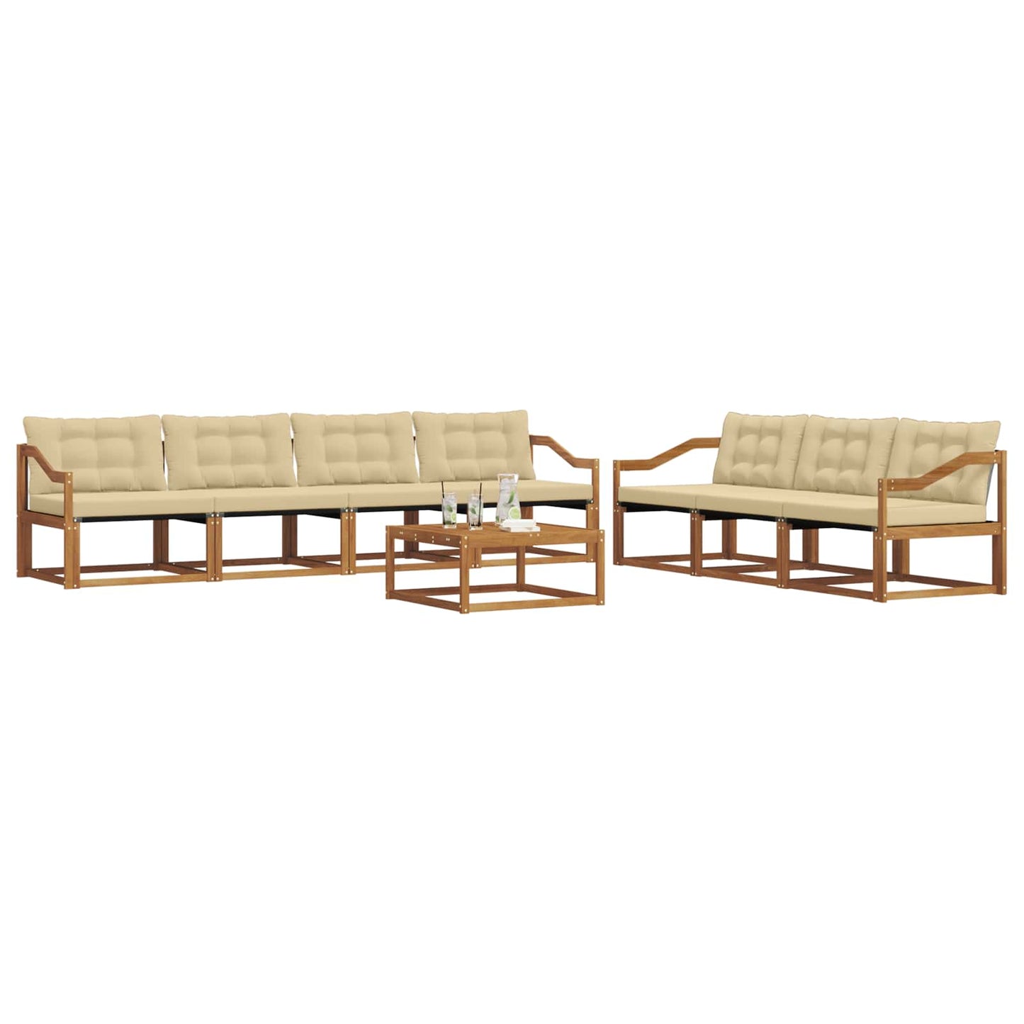 Set di divani da esterno con cuscino 8 pcs Naturale e Beige | homemem39