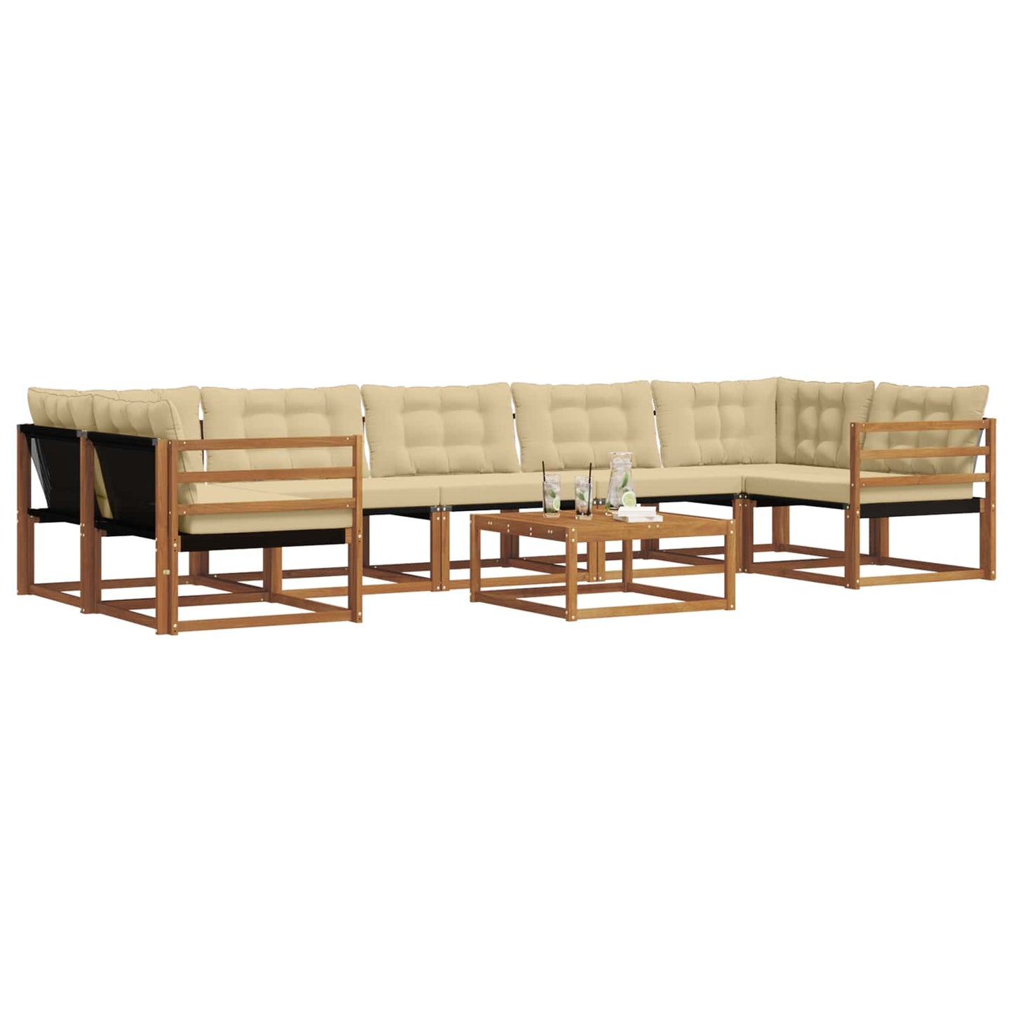 Set di divani da esterno con cuscino 8 pcs Naturale e Beige | homemem39