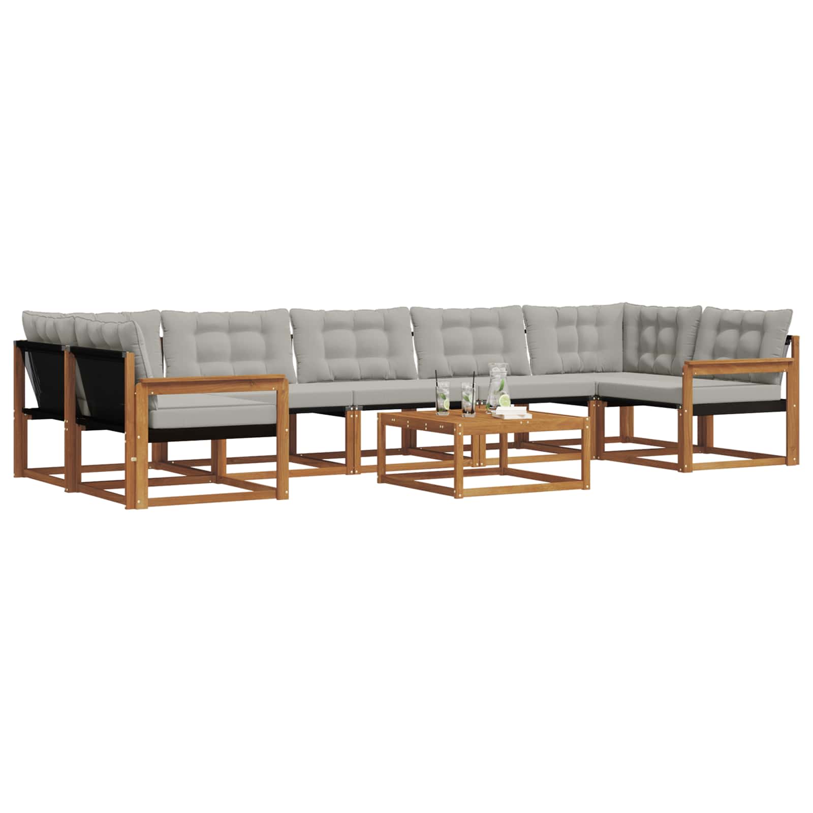 Set di divani da esterno 8 pcs Grigio Naturale e Chiaro | homemem39