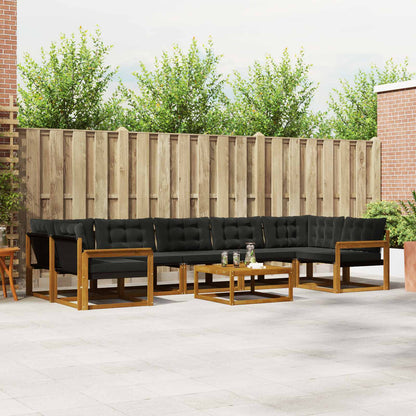 Set di divani da esterno con cuscino 8 pcs Naturale e Nero