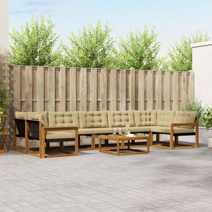 Set di divani da esterno con cuscino 8 pcs Naturale e Beige