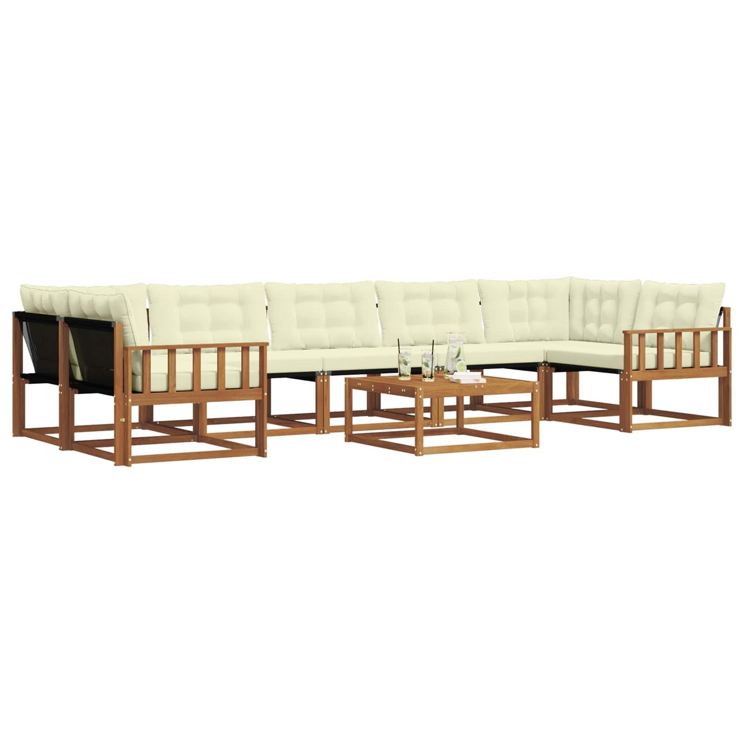 Set di divani da esterno con cuscino 8 pcs Naturale e Crema | homemem39